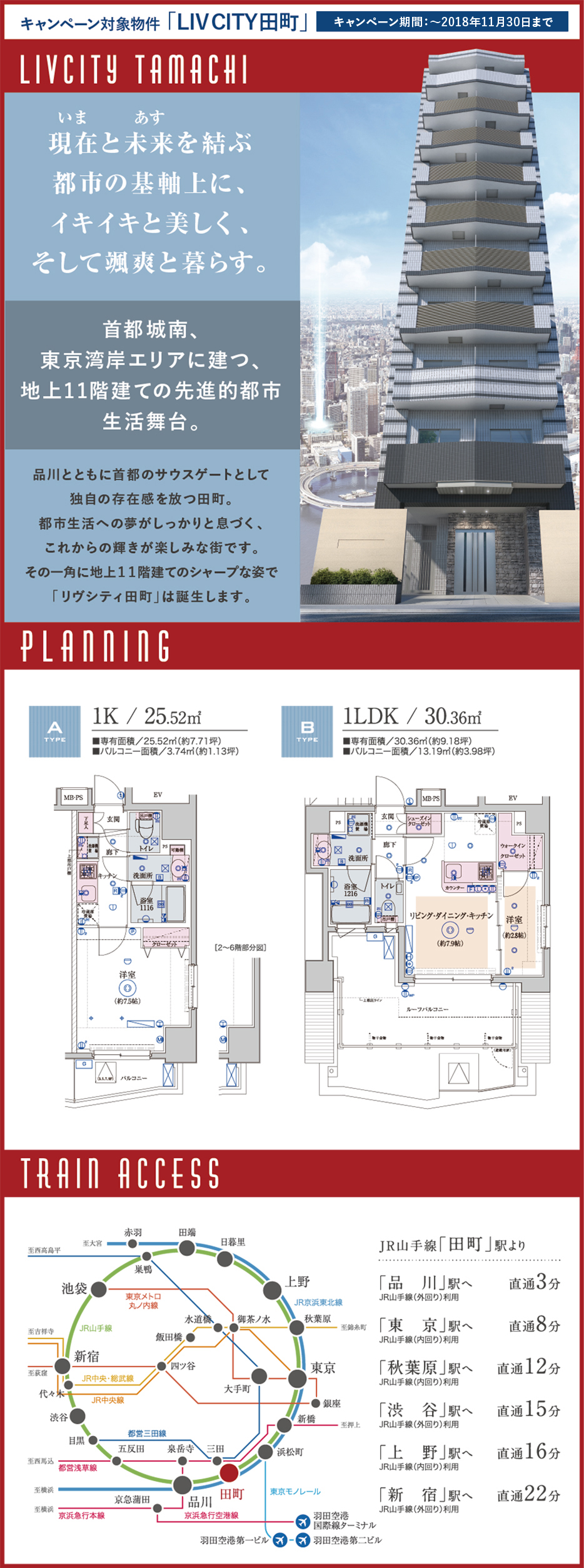 キャンペーン対象「LIV CITY田町｜現在と未来を結ぶ都市の基軸上に、イキイキと美しく、そして颯爽と暮らす。