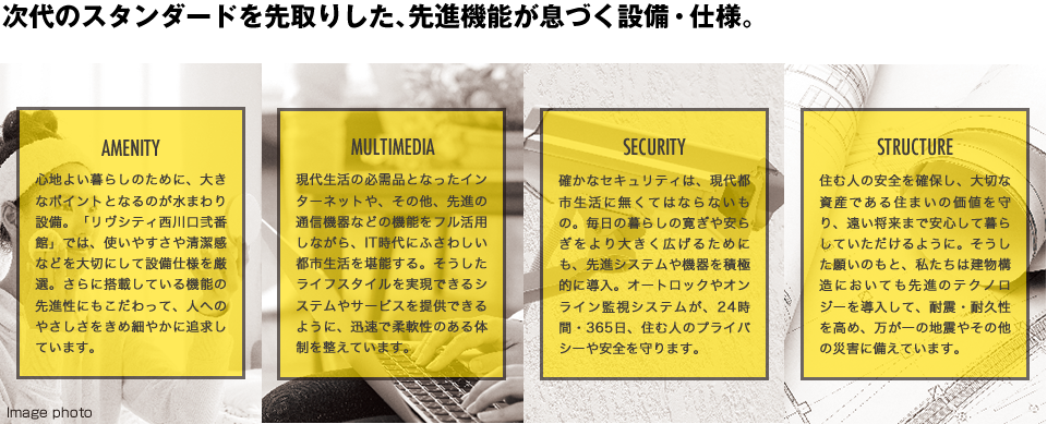 次代のスタンダードを先取りした、先進機能が息づく設備・仕様。